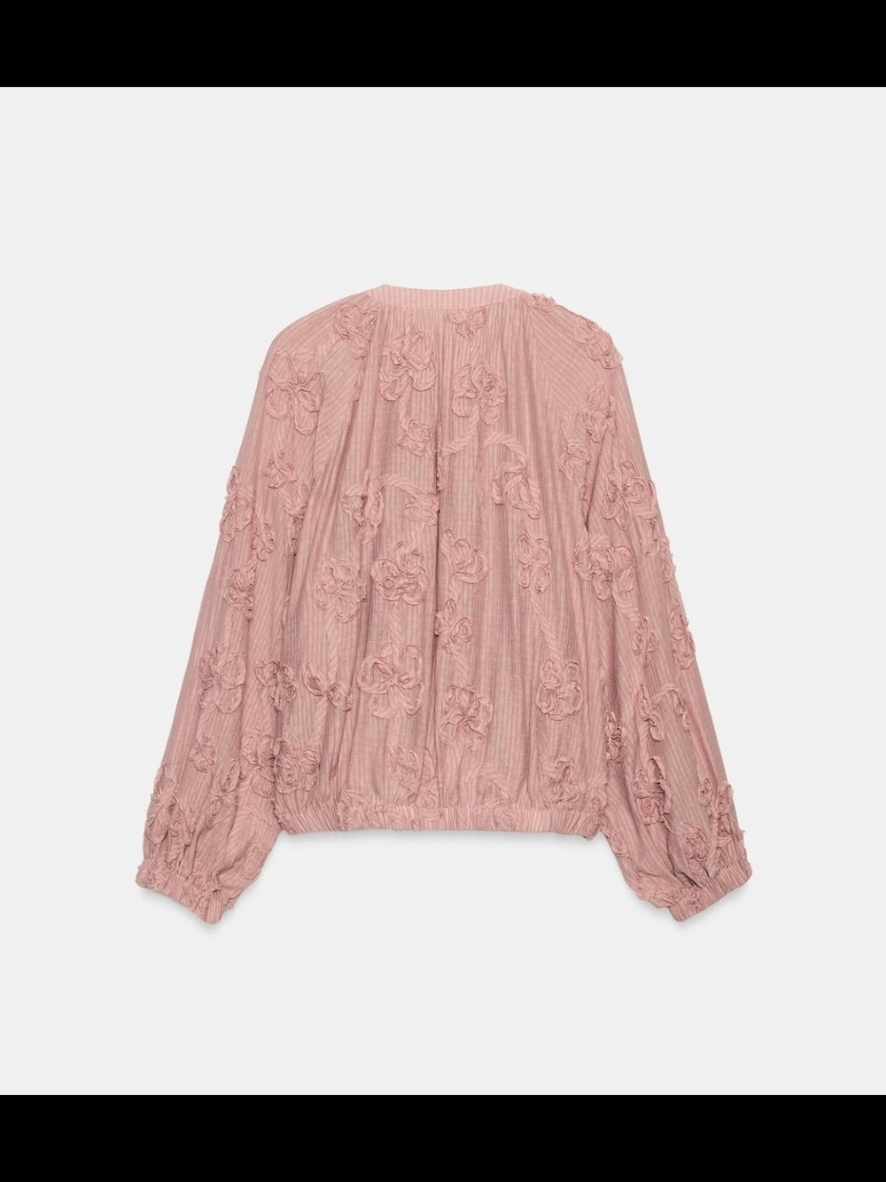 Zara Pink Textured Floral Bomber Jacket - Picture 6 of 12